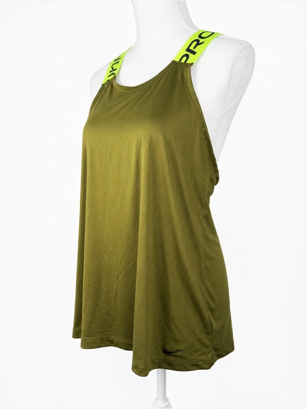 Nike Pro Intertwist Dri-FIT Elastika Training Tank Top In Moss Green/Volt Yellow